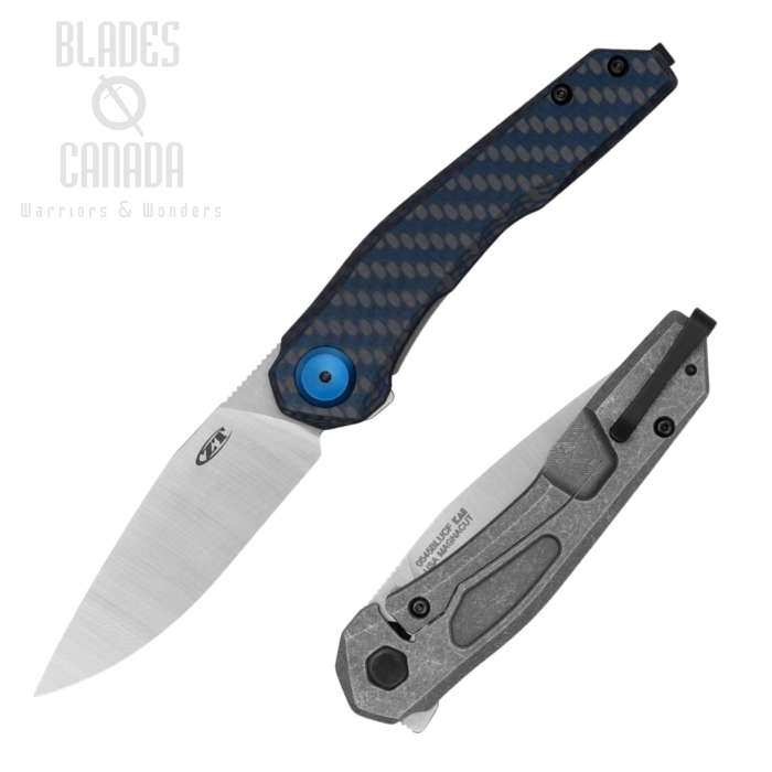 Zero Tolerance 0545BLUCF Flipper Framelock Knife, CPM MagnaCut, Carbon Fiber/Titanium, ZT0545BLUCF